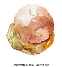 watercolor burger hand drawn, eps10. It can be used for card, poster. sticker, menu, recipe