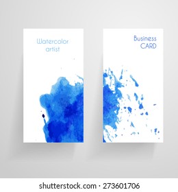 Watercolor business card template. 