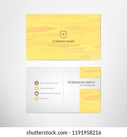 Watercolor Business card template,orange pastel style,contact and company card design,vector.