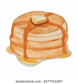 Watercolor of butter pancakes vector design for cards, banners, headers, party posters or decorate your artwork