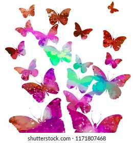 Watercolor butterflies background