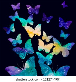 Watercolor butterflies background