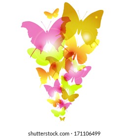 Watercolor butterflies design with flare