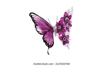 watercolor butterfly art drawing. watercolor illustration butterfly