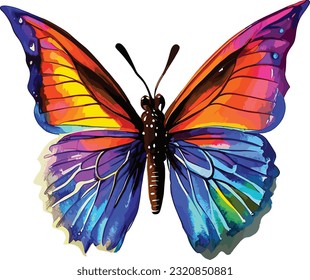 Watercolor Butterfly Clipart Design Vector Illustration