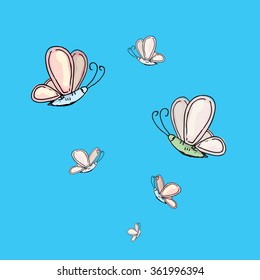 watercolor butterfly collection .Vector hand drawn illustration