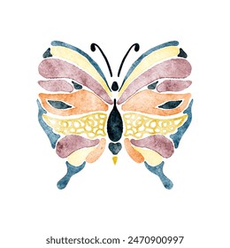 Watercolor butterfly cut out from background