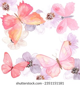 watercolor butterfly and flower illustration