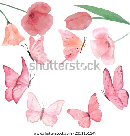 watercolor butterfly and flower illustration