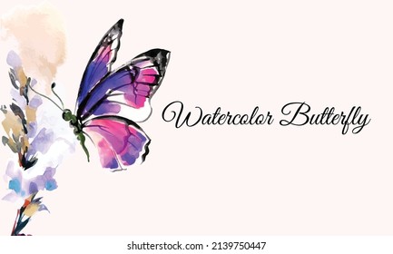 watercolor butterfly flying illustration. watercolor floral