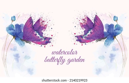 watercolor butterfly garden. watercolor butterfly