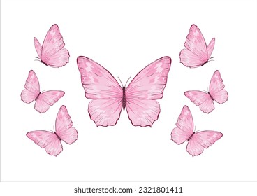 watercolor butterfly hand drawn design vector 