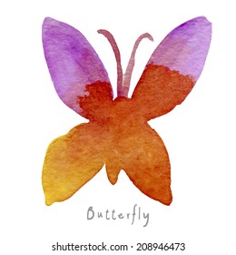 Watercolor butterfly hand drawn image. Vector eps10