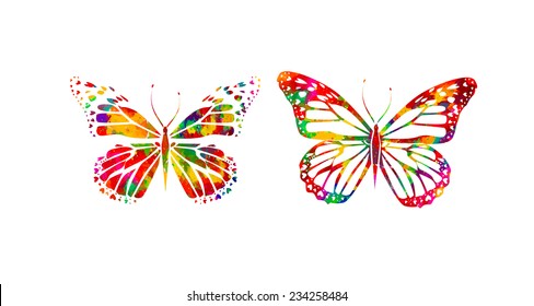 watercolor butterfly isolated on white background. Vector