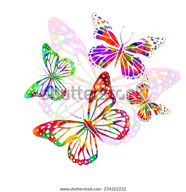 Watercolor Butterfly Isolated On White Background Stock Vector (Royalty ...