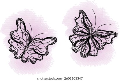 watercolor Butterfly line art design 