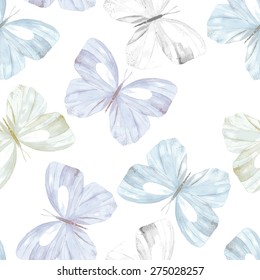 Watercolor butterfly pattern. Seamless background