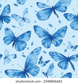 watercolor butterfly patterns blue background