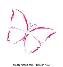 watercolor butterfly pink, vector image