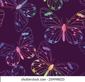 Watercolor butterfly seamless pattern