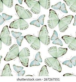 Watercolor butterfly seamless pattern. Ornament theme for your design