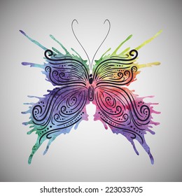 Watercolor butterfly Vector eps 10