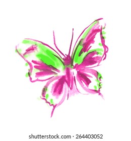 watercolor butterfly vector illustration happiness or freedom concept