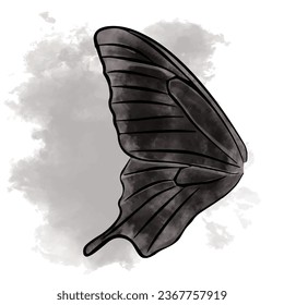 Watercolor butterfly wings with grey background vector illustration