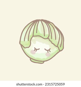 watercolor of cabbage , hand drawing cute cabbage, cabbage isolated