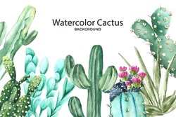 Ilustración De Fondo De Cactus De Color De Agua Vector