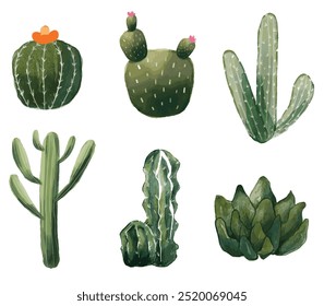 ilustração de vetor de ícone de cactus de aquarela