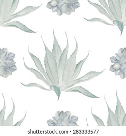  Watercolor cactus print. Seamless pattern