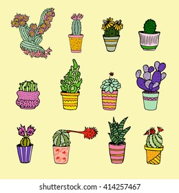 Watercolor cactus set