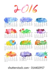 Watercolor Calendar 2016