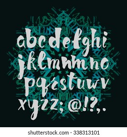 Watercolor calligraphy hand written font isolated on mandala background. Free Hand paint