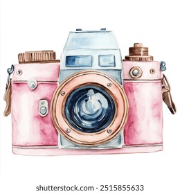 Aquarell der Kamera-Clipart-Illustration einzeln