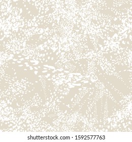 Watercolor Camouflage Design. Spot Tile.  Leopard Vector Seamless Pattern. Animal Abstract Texture. White and Beige Leopard Skin Print. Animal Camouflage Background. African Rapport Pattern.