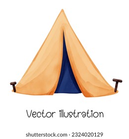 Watercolor camping, tent, camping, vector illustration.