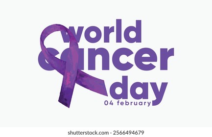 watercolor cancer ribbon. cancer awareness month february. 4 february world cancer day