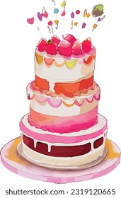 Watercolor Candy Cake Clipart Design