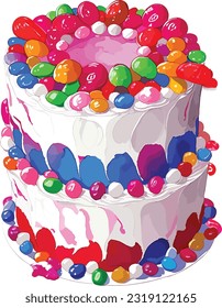 Watercolor Candy Cake Clipart Design