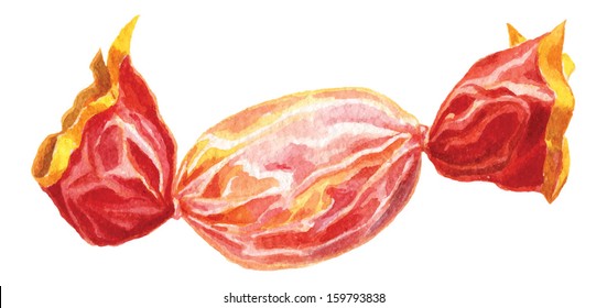 Watercolor Candy in a wrapper  vector