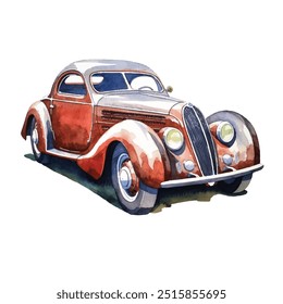 watercolor of car clipart illustration isolated