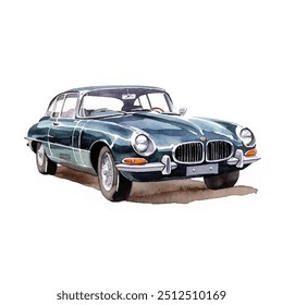 watercolor of car isolated white background