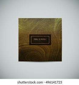 Watercolor card with curled pattern. Vector vintage illustration of swirl line pattern. Marble texture imitation. Golden diffusion background. Applicable for banner, postcard, flyer, package design.