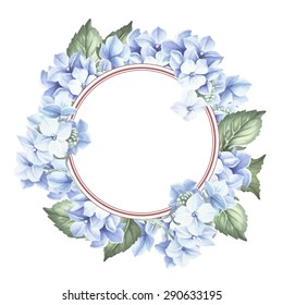 Watercolor Card with hydrangea.Vector Illustration