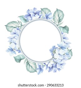 Watercolor Card with hydrangea.Vector Illustration