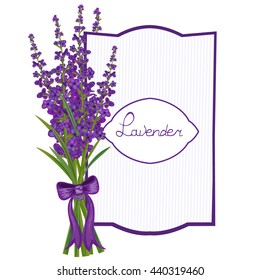 Watercolor card with a picture of a lavender in retro style