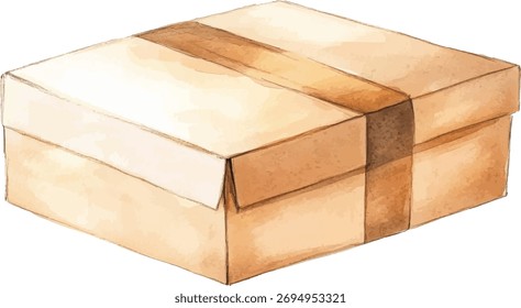 Watercolor Cardboard Box - Packaging  vector illustration