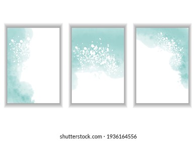 Watercolor cards for invitations, congratulations, business cards. Set of vector illustrations.